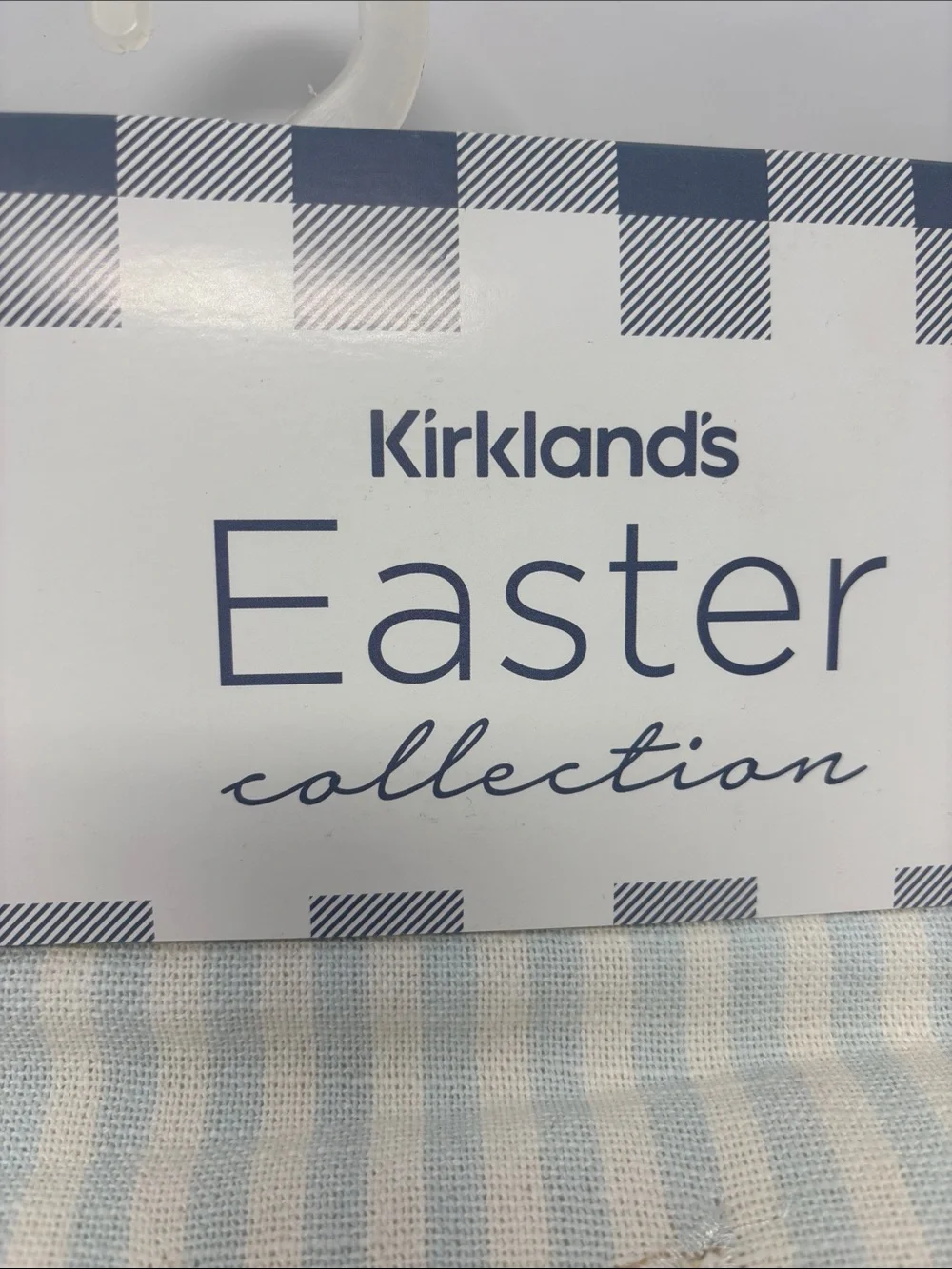 New Kirkland's | Cream & Light Blue Striped Bunny Table Runner 16x80